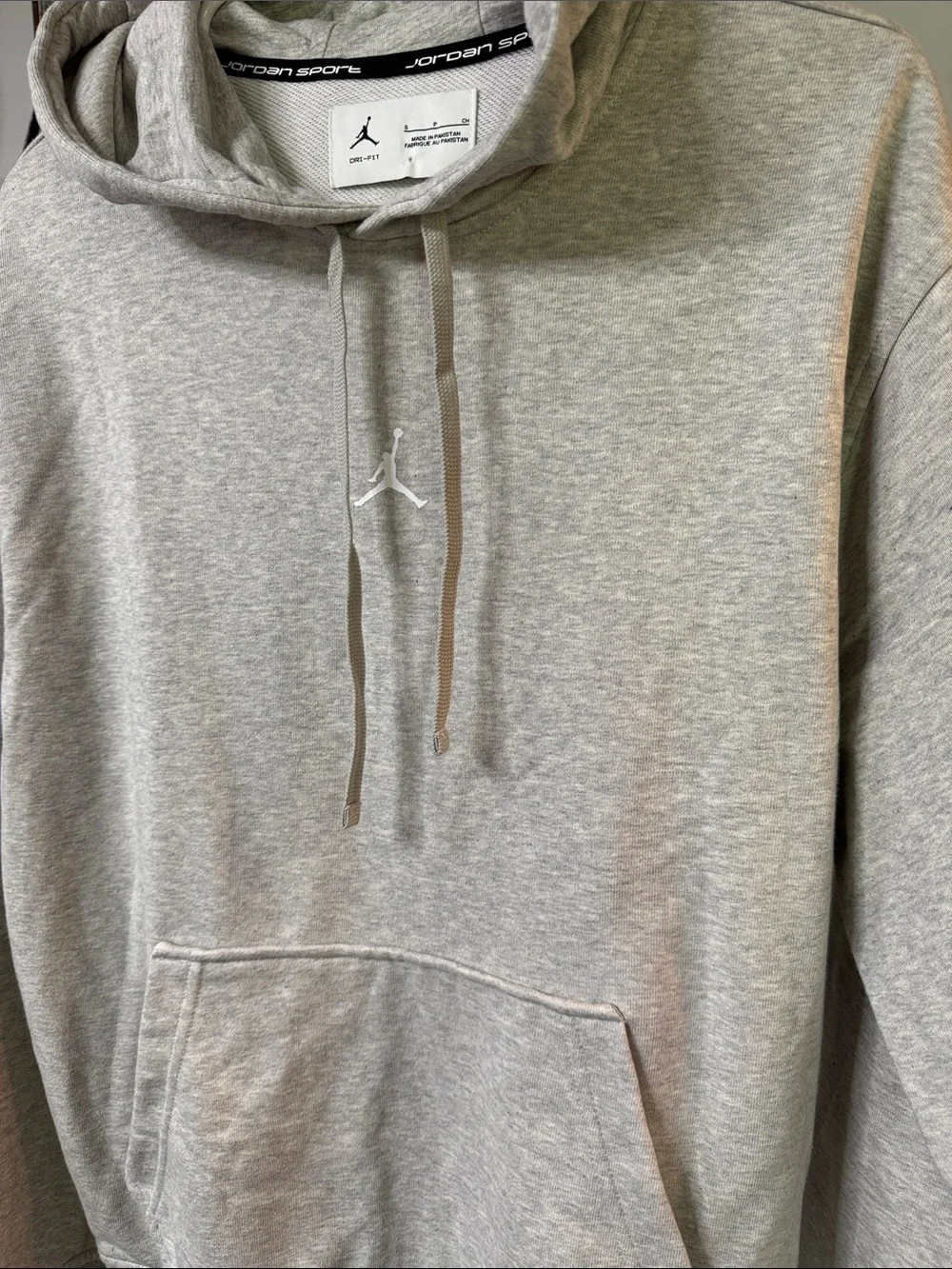 Jordan Light Gray Pullover Hoodie with Jumpman EUC S